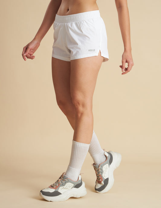 Women White Loose fit Training and Running Shorts