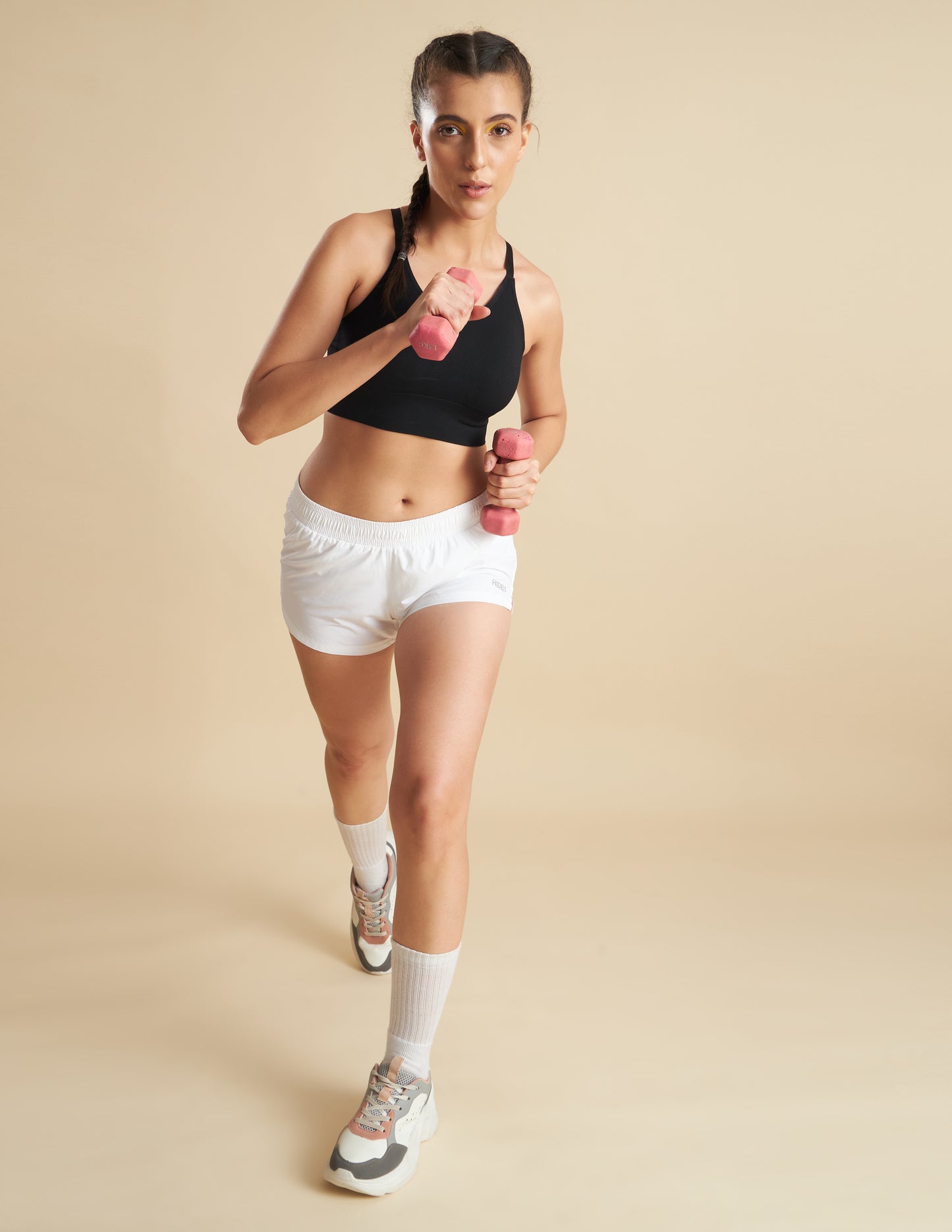 Women White Loose fit Training and Running Shorts