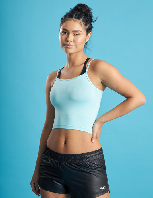 Women Solid Mint Blue Workout Cami Tank