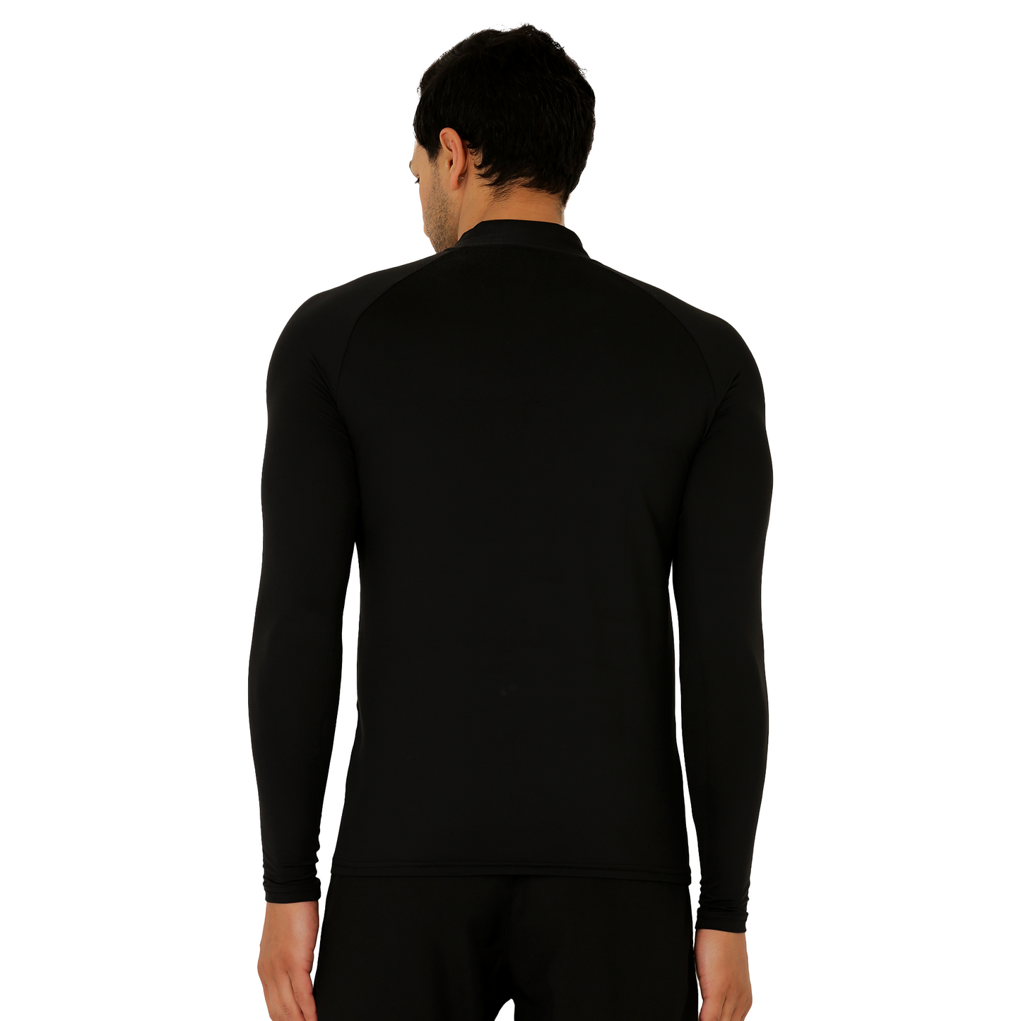Men's Long Sleeve 1/4 Zipper Polyester Gym workout T-Shirt Black