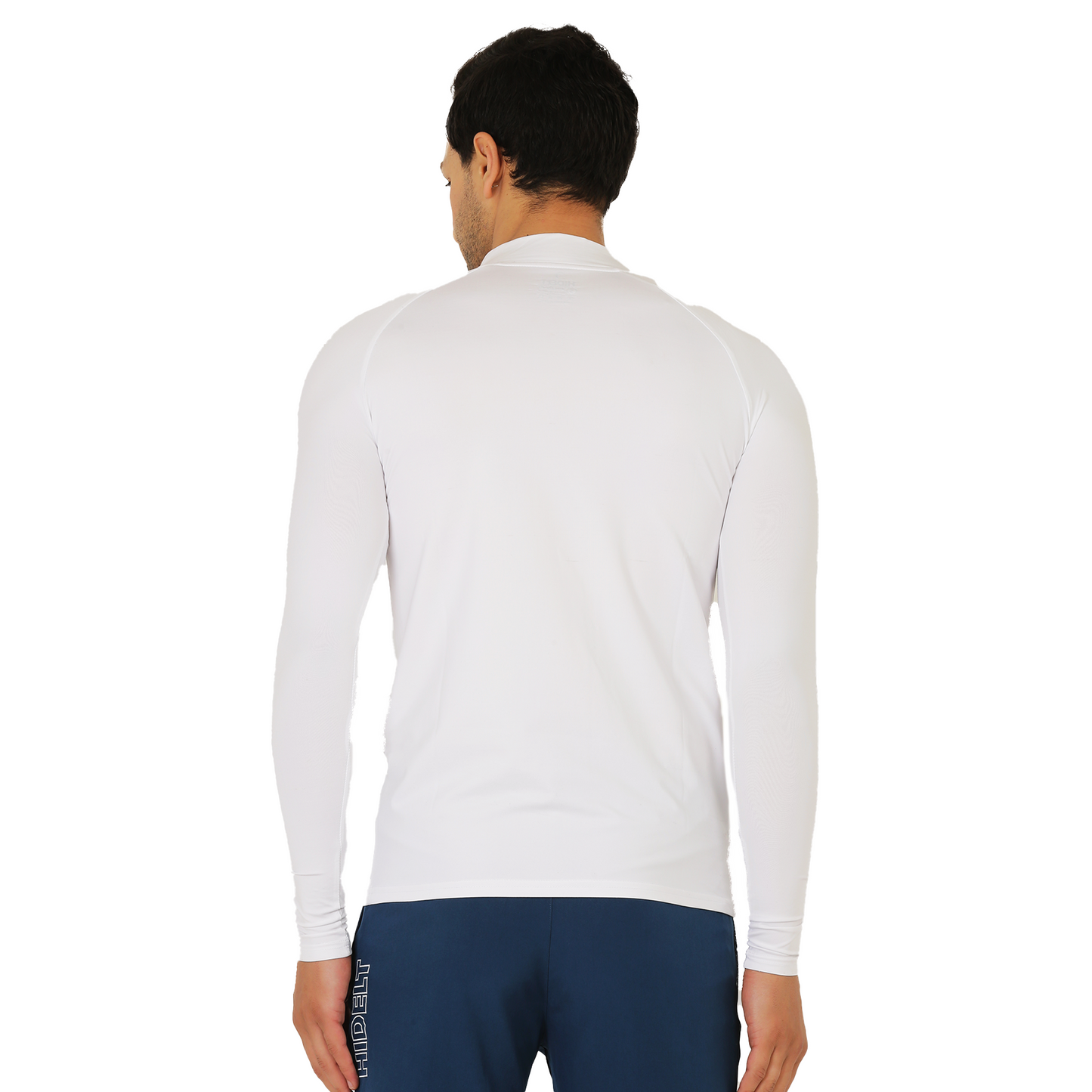 Men's Long Sleeve 1/4 Zipper Polyester Gym workout T-Shirt White