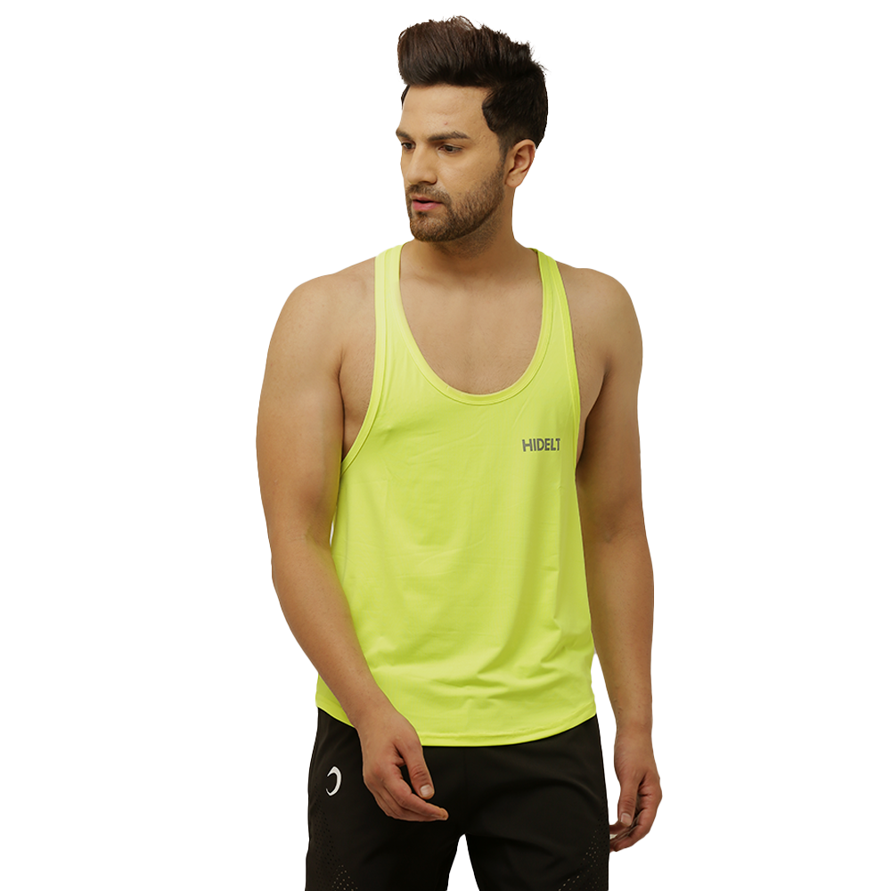 Men s Gym wear Solid Neon Stringer