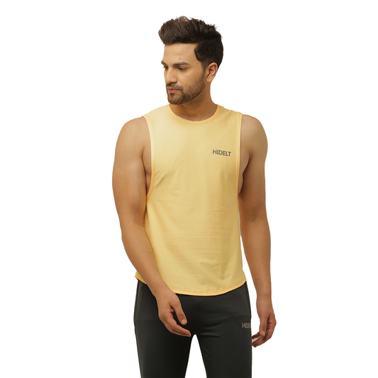 Men's gym Wear Drop Arm Tank - Iced yellow color