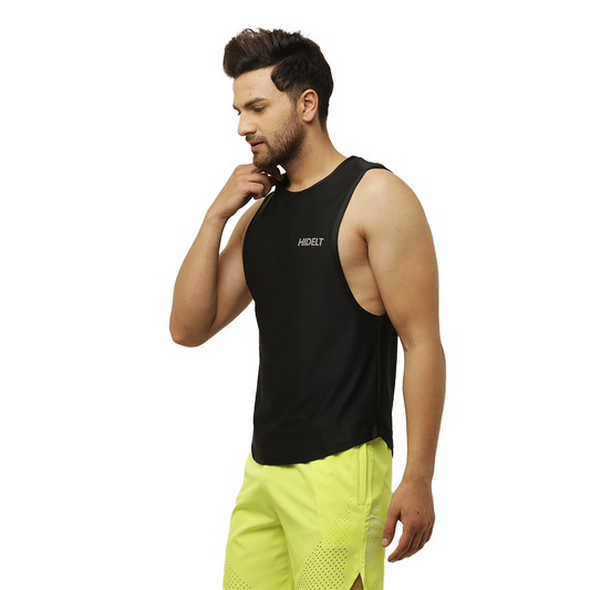 Men's gym Wear Drop Arm Tank - Black color