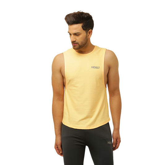 Men's gym Wear Drop Arm Tank - Iced yellow color