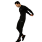 Men's Long Sleeve 1/4 Zipper Polyester Gym workout T-Shirt Black