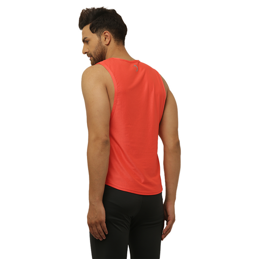 Men's gym Wear Drop Arm Tank - Carrot red color