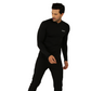 Men's Long Sleeve 1/4 Zipper Polyester Gym workout T-Shirt Black