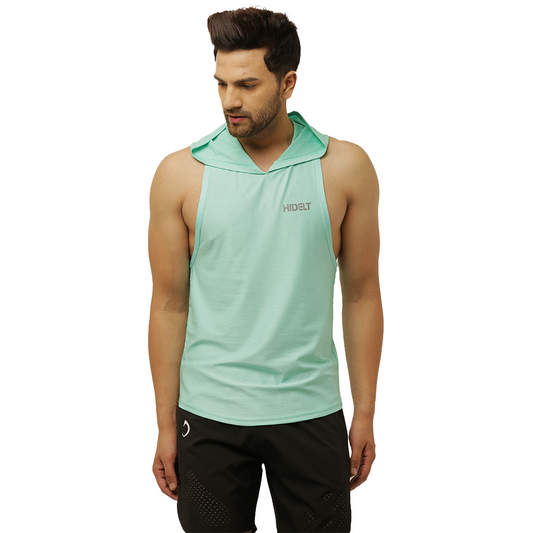 Men's Teal Green Drop Tank with Hood